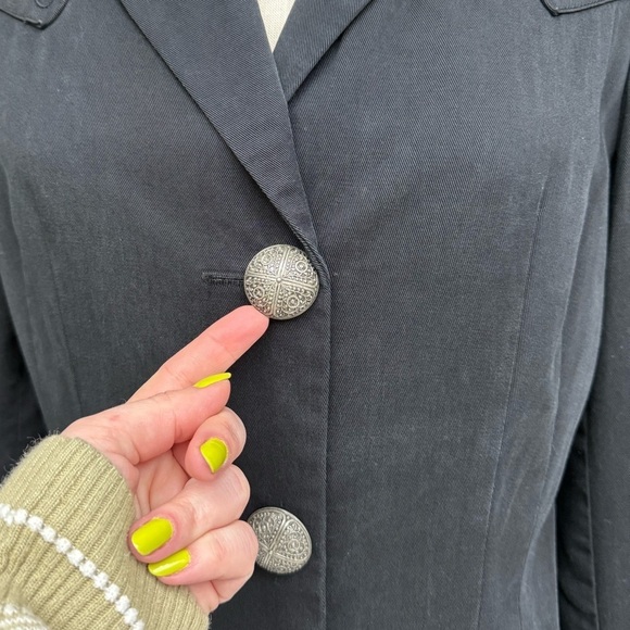 Vintage Black Tailored Blazer Jacket Y2K Embroidered  Size Medium, Fall Blazer - Picture 11 of 14